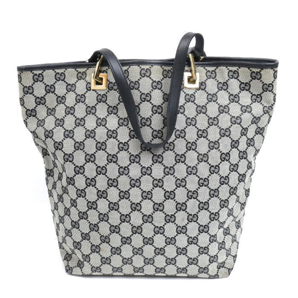 Gucci GG Canvas Leather Tote Bag Gray